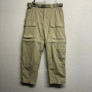 White Sierra nylon, hiking, active outdoor pants, tan cream zip off L Cargo